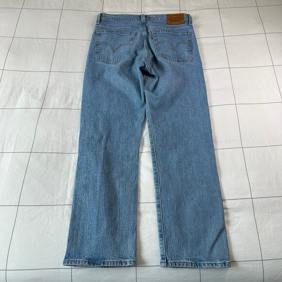 Levi's Premium Jeans Womens 27 Blue Wedgie Straight Leg Denim Ripped Knee Button - Picture 2 of 14